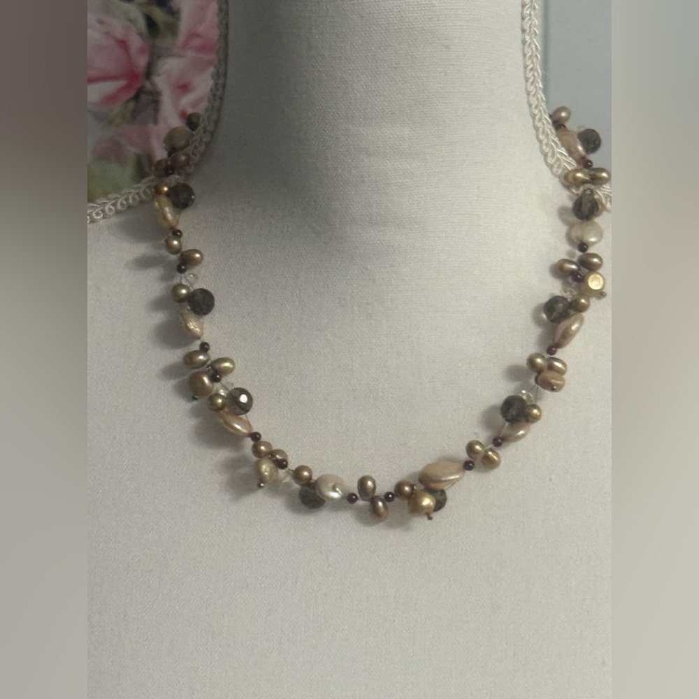 Unique and Elegant Warm Tone Beaded Necklace – Everyday or Special Occasion
